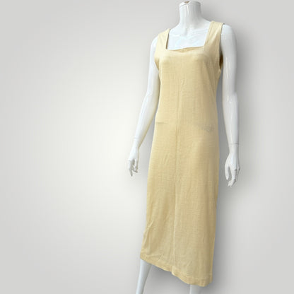 1990s nz vintage / SILX DESIGNER LABEL / yellow knit midi dress & cardigan / 10 (3927694115314085612)