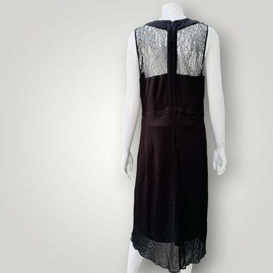 STORM / black lace trim crossover midi dress / 12 (3927694144357866936)
