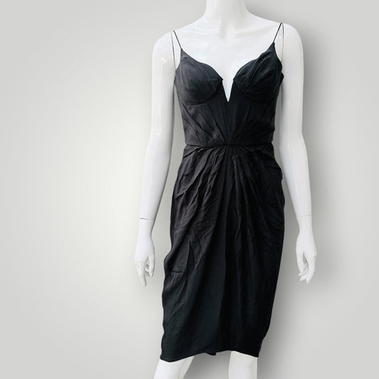 ZIMMERMAN / silk balconette dress in black / s (3927694147174737173)