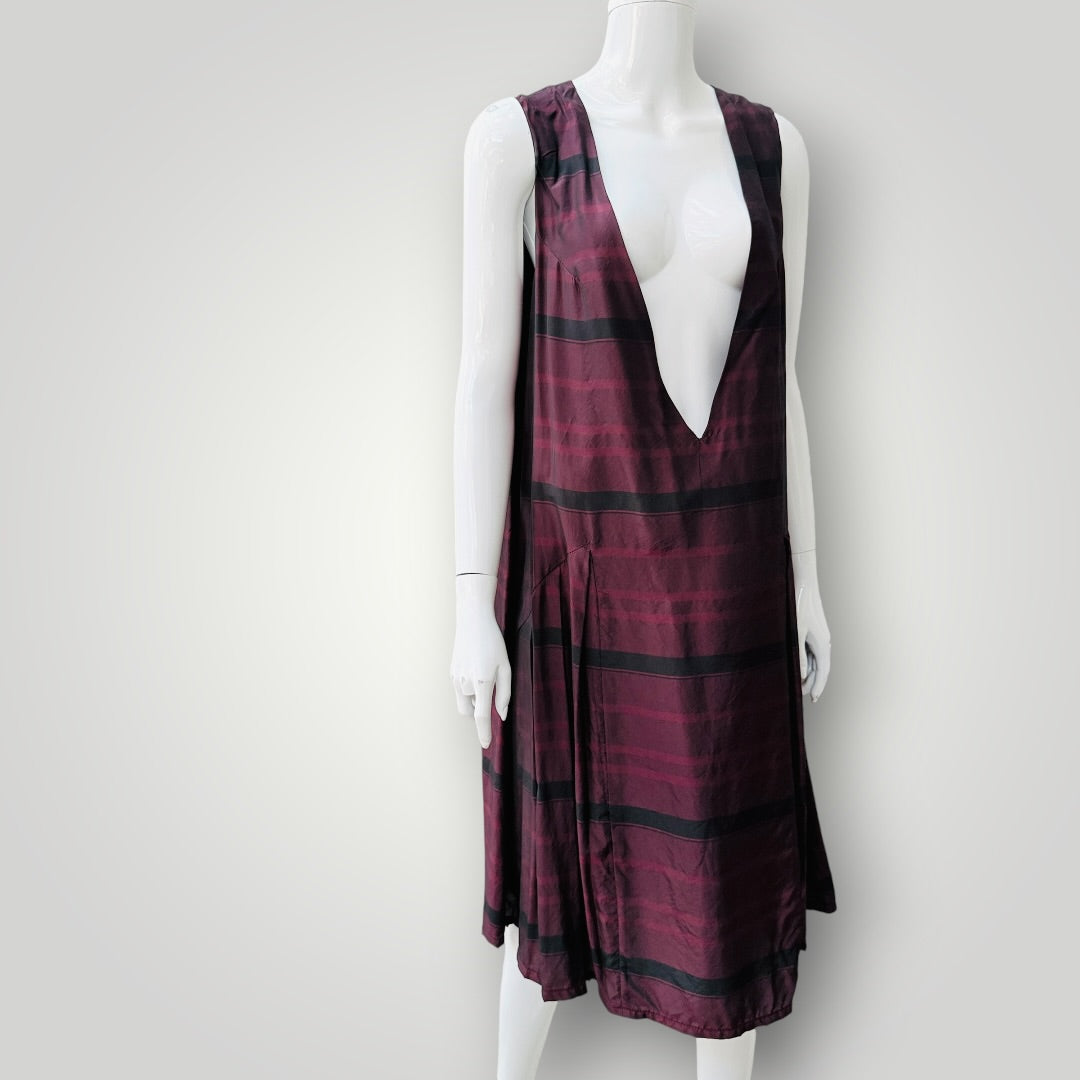 silky / deep v reversible midi dress / m (3927694150232872284)
