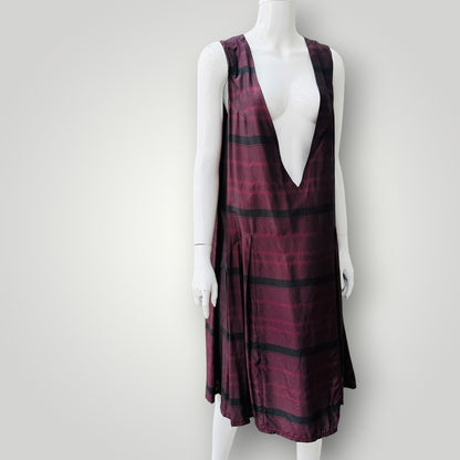 silky / deep v reversible midi dress / m (3927694150232872284)