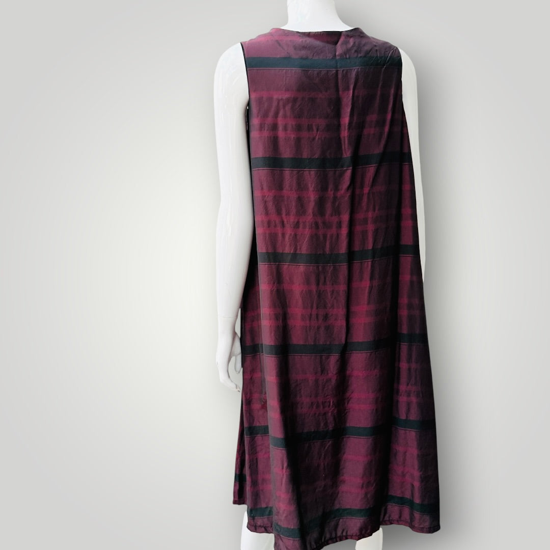 silky / deep v reversible midi dress / m (3927694151665006404)