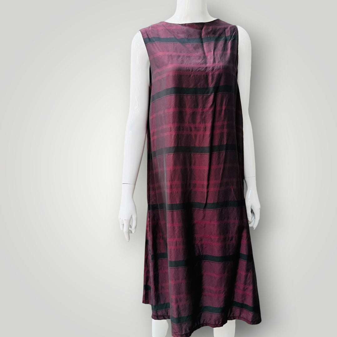 silky / deep v reversible midi dress / m (3927694154916049001)