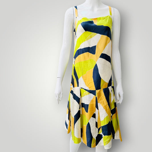 Y2k vintage / abstract print silky midi dress / 10 (3927694159590504779)