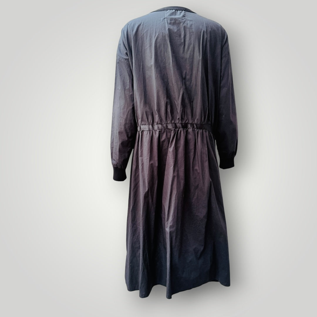 LOUIS JAIE / black longline button-front cardigan coat dress / m (3927694172580274816)