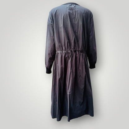 LOUIS JAIE / black longline button-front cardigan coat dress / m (3927694172580274816)