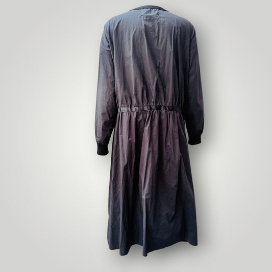 LOUIS JAIE / black longline button-front cardigan coat dress / m (3927694172580274816)