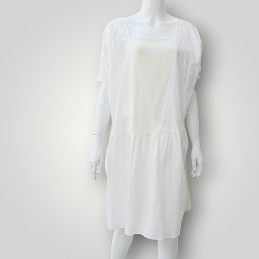 ZAMBESI / 'square neck' white and cream panelled silk dress / 1 (3927694174399923661)