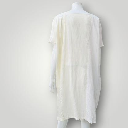 ZAMBESI / 'square neck' white and cream panelled silk dress / 1 (3927694176354048140)