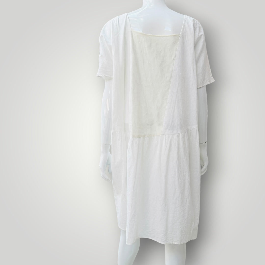ZAMBESI / 'square neck' white and cream panelled silk dress / 1 (3927694177874370057)