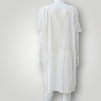 ZAMBESI / 'square neck' white and cream panelled silk dress / 1 (3927694177874370057)