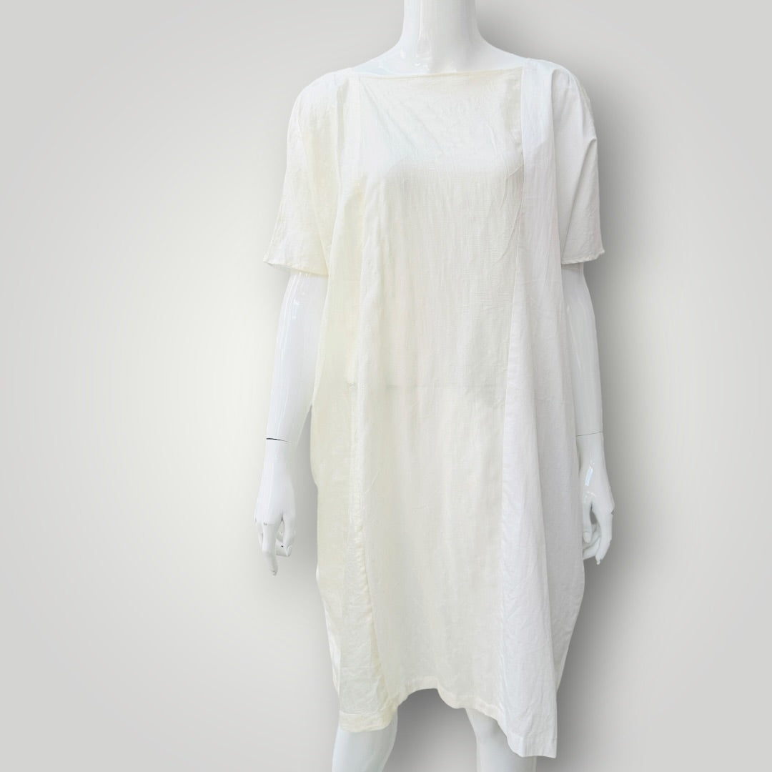 ZAMBESI / 'square neck' white and cream panelled silk dress / 1 (3927694179473623668)