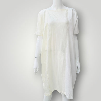 ZAMBESI / 'square neck' white and cream panelled silk dress / 1 (3927694179473623668)