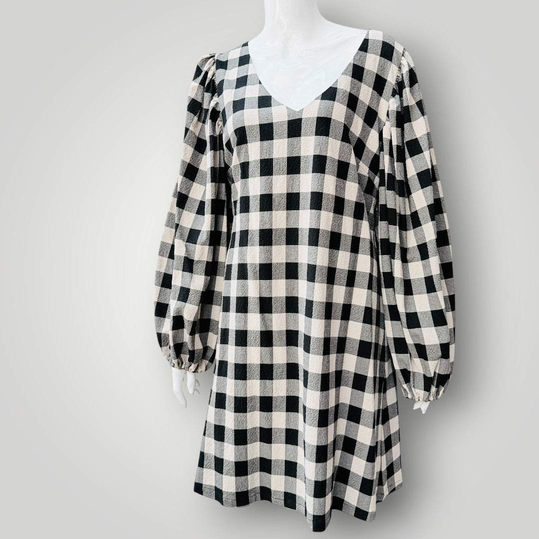 MAX / balloon sleeved mini dress / gingham / 12 (3927694200698212700)