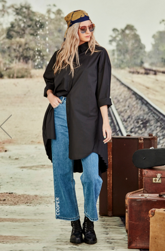 COOPER by trelise / 'pretty pleats' knee length shirt / XL (3927700373945359956)