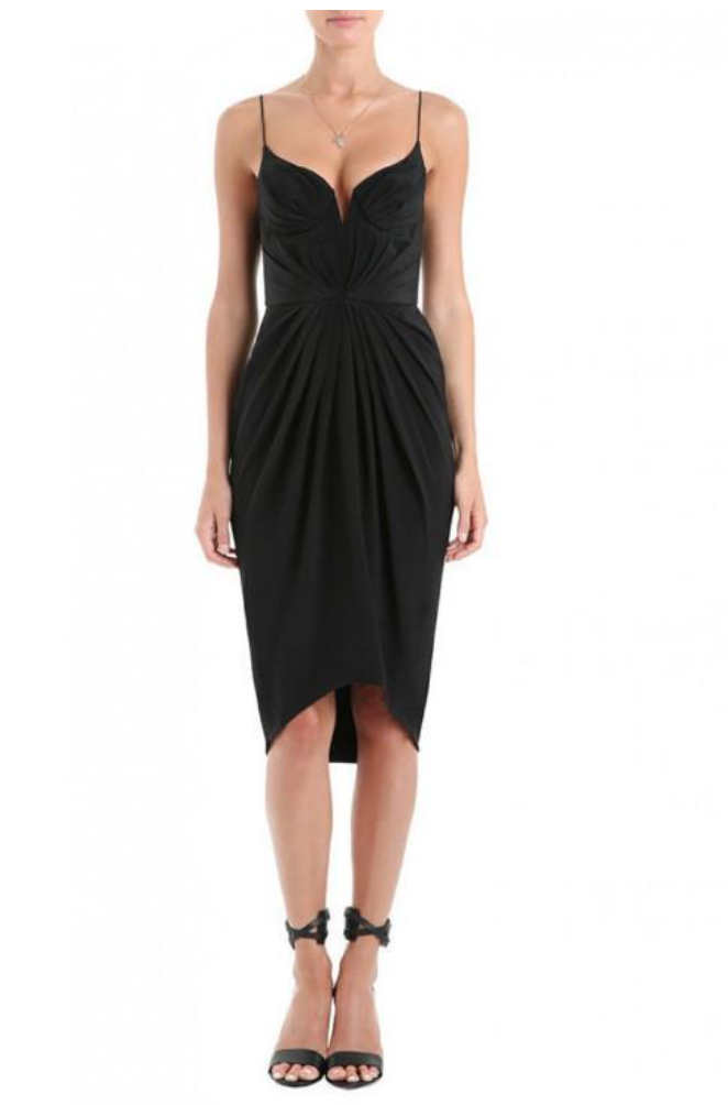 ZIMMERMAN / silk balconette dress in black / s (3927963391172401261)