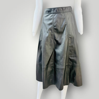 H&M - Black Faux Leather Panelled Midi Skirt - Size EUR 36 (s) (3927971318764858432)