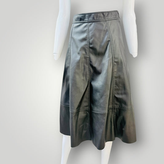 H&M - Black Faux Leather Panelled Midi Skirt - Size EUR 36 (s) (3927971318764858432)