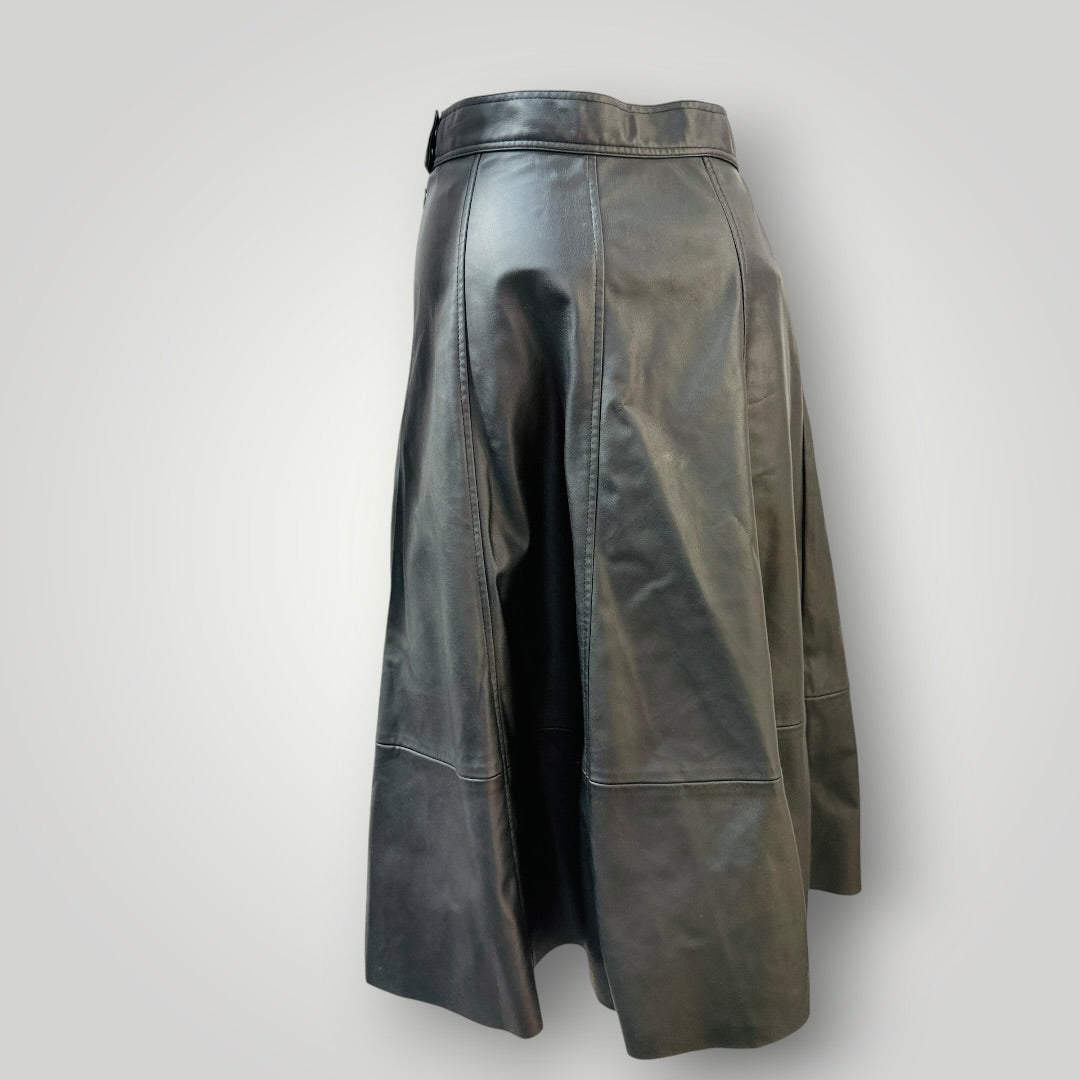 H&M - Black Faux Leather Panelled Midi Skirt - Size EUR 36 (s) (3927971320349297858)