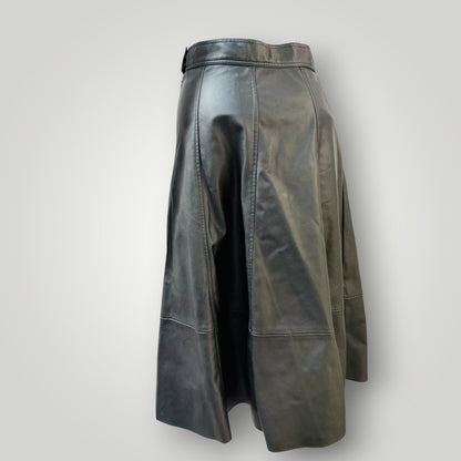 H&M - Black Faux Leather Panelled Midi Skirt - Size EUR 36 (s) (3927971320349297858)