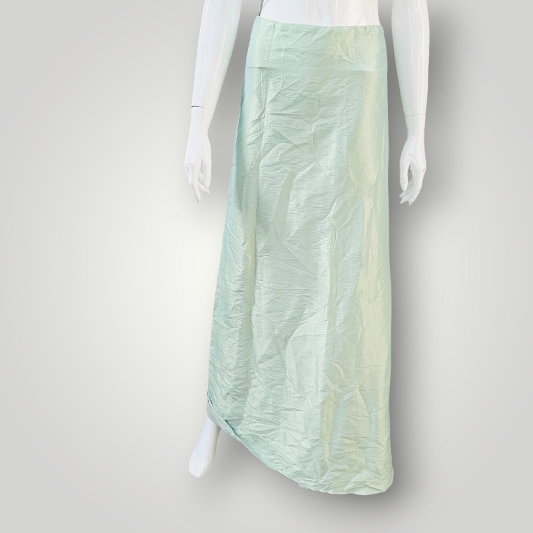 Haydenmarc - Sage Green Satin Maxi Skirt - 1990s Vintage NZ Made - Size 18 (3927971333698223545)