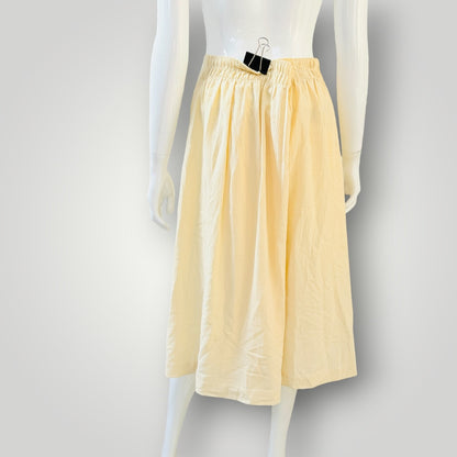 Katies - Pleated Light Yellow Midi Skirt - 1980s Vintage - Size 18 (3927971337029226609)