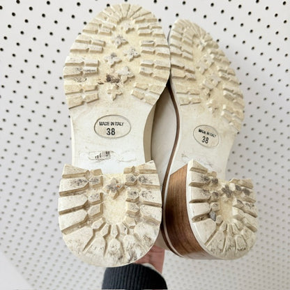 Beau Coops - Cream Leather Lug Sole Loafers - Size EU 38 (3928058822753581491)