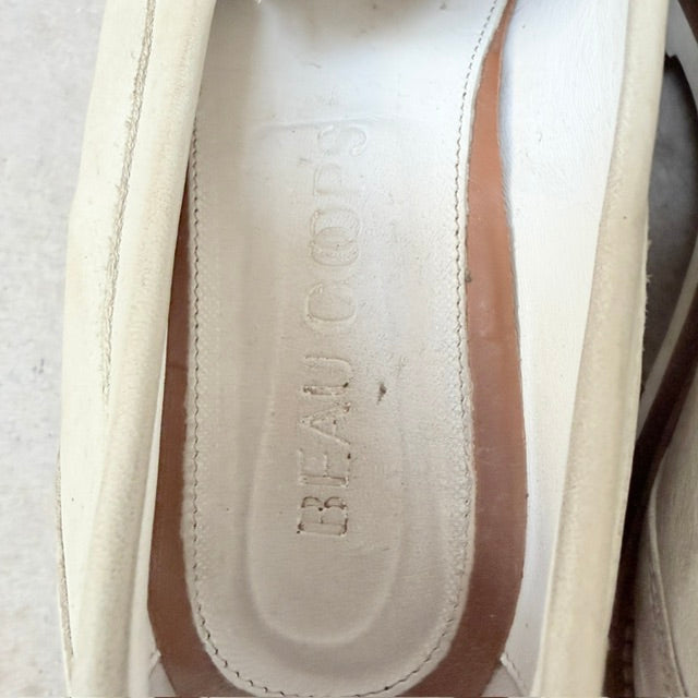 Beau Coops - Cream Leather Lug Sole Loafers - Size EU 38 (3928058828568680461)