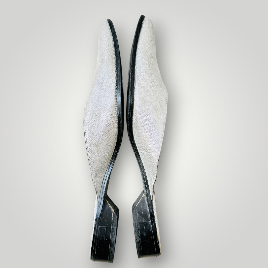 Paula Ryan - Silver Metallic Slip-On Mules - NZ Made - Size EU 39.5 (NZ 8.5) - (3928058934595809535)