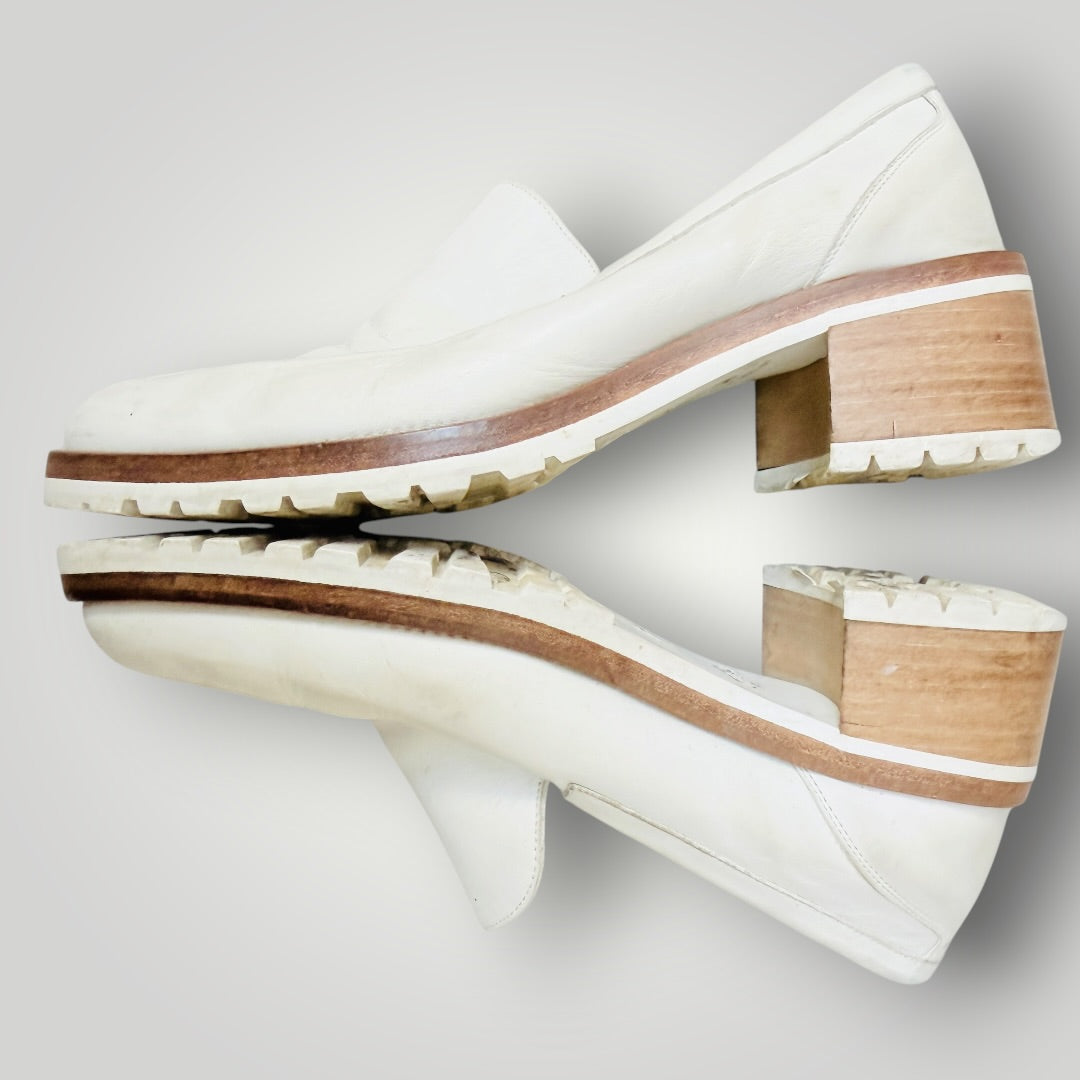 Beau Coops - Cream Leather Lug Sole Loafers - Size EU 38 (3928058937550564400)