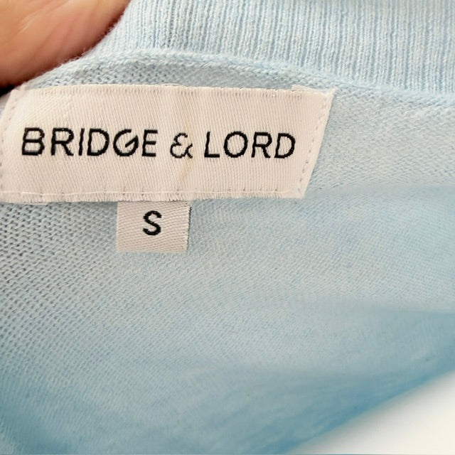 Bridge & Lord -  V-Neck Knit Top - Sky Blue Cotton Cashmere - Size S (3928077681729246008)