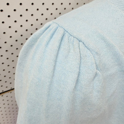 Bridge & Lord -  V-Neck Knit Top - Sky Blue Cotton Cashmere - Size S (3928077685117864460)