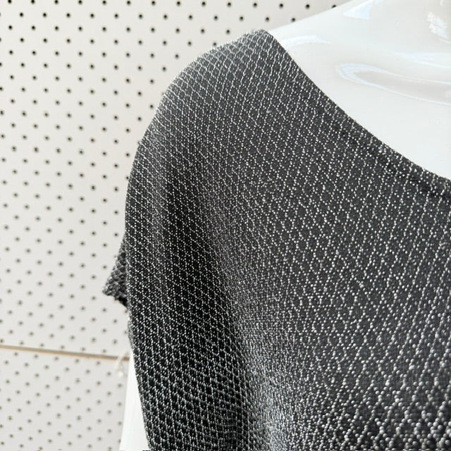 Buru N Judy -  Sparkling Longline Top - Metallic Silver Lurex - Size S (3928077711550395423)