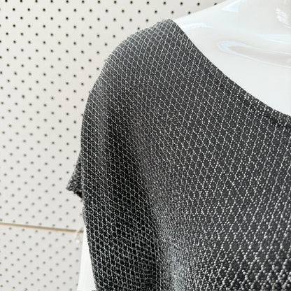 Buru N Judy -  Sparkling Longline Top - Metallic Silver Lurex - Size S (3928077711550395423)