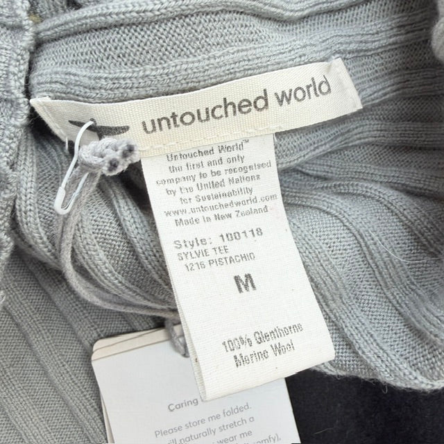 Untouched World - Sylvie Tee - Khaki Glenthorne Merino Knit Top - NZ Made - M (3928077725272342349)