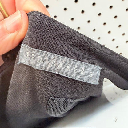 Ted Baker - Satin Quilted Waist Open Back Top - Black - Size 3 (3928077782189566396)