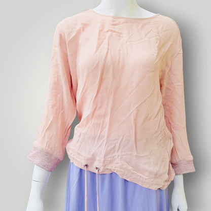 Repertoire - Drawstring Blouse - Pink - NZ Made - Size 10 (3928077879229766672)