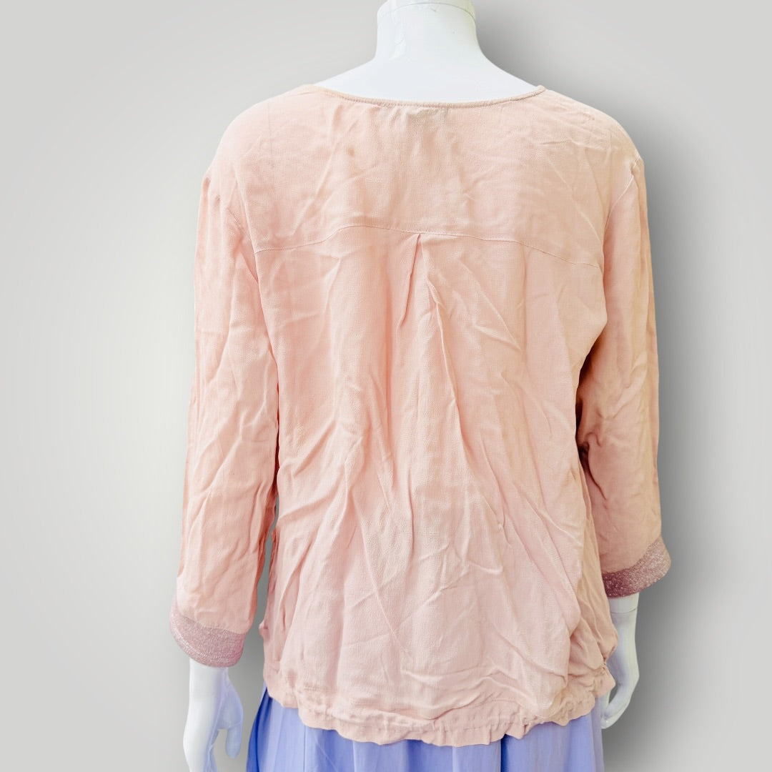 Repertoire - Drawstring Blouse - Pink - NZ Made - Size 10 (3928077881004376698)
