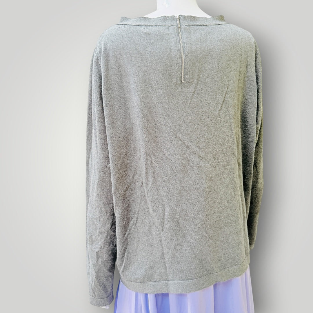 Sills - Organic Cotton Cashmere Crewneck Jumper - Grey - Size XL (3928077908665307723)