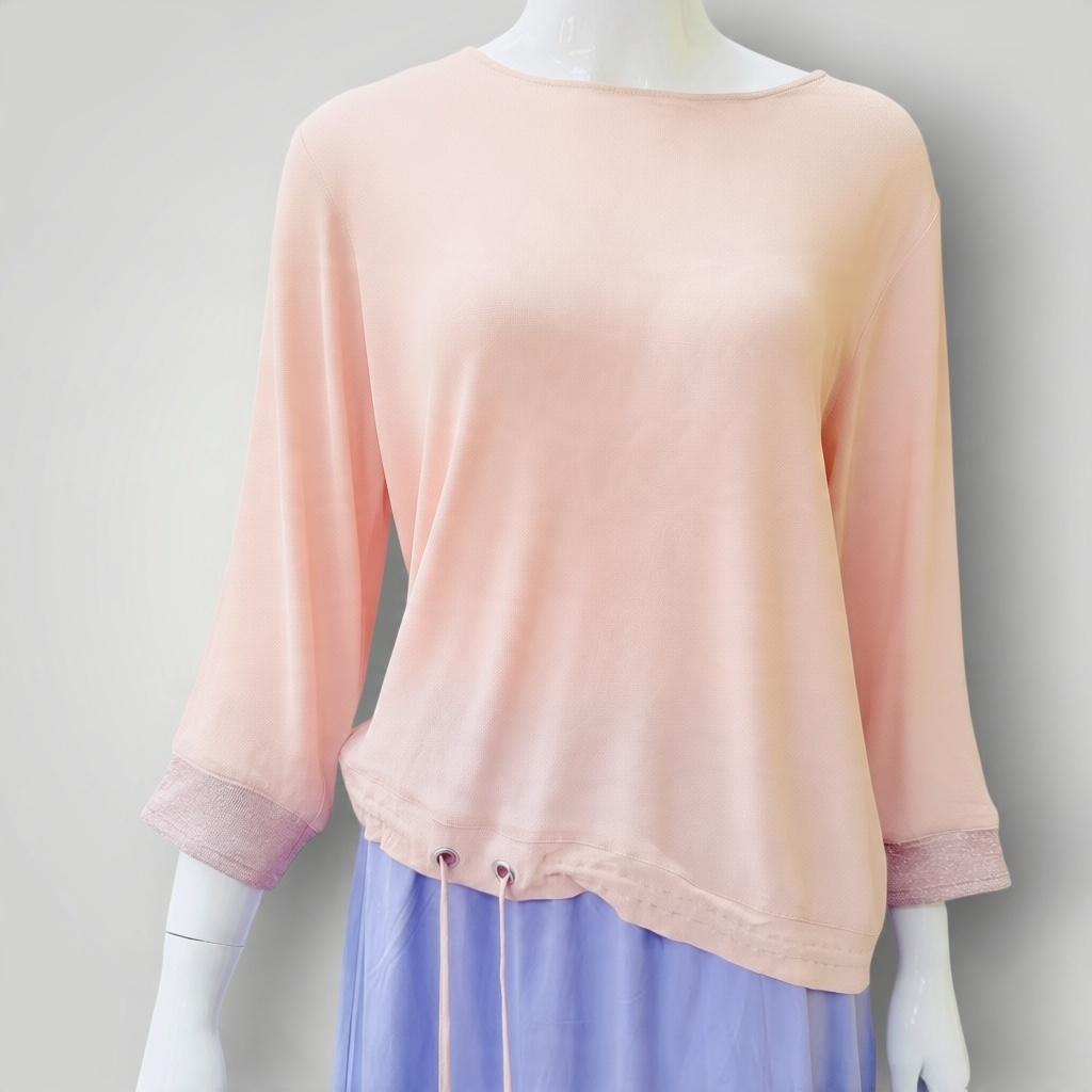 Repertoire - Drawstring Blouse - Pink - NZ Made - Size 10 (3928125590859052127)