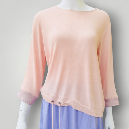 Repertoire - Drawstring Blouse - Pink - NZ Made - Size 10 (3928125590859052127)