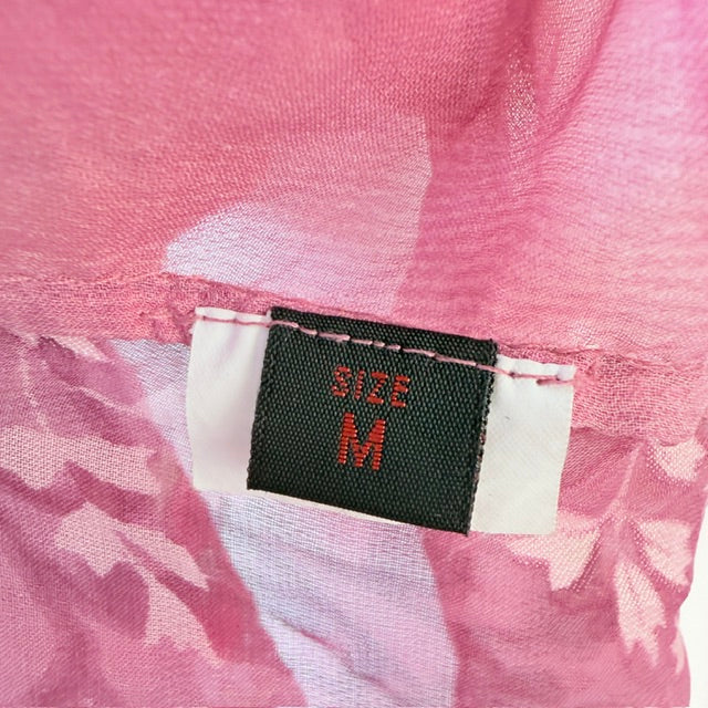 Helen Cherry - Sheer Silk Floral V-Neck Mini Dress - Pink - Size M (3928209528254594439)