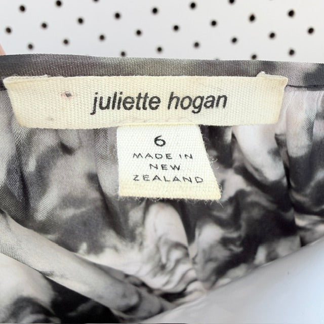 Juliette Hogan - V-Neck Short Sleeve Silk Top - Olive & Pink - Size S (3928209622225820285)