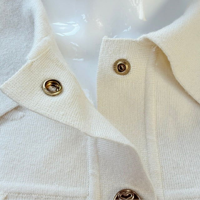 Sandro - Floral Embossed Button-Down Cardigan Jacket - Cream - Size S (3928209635037581685)
