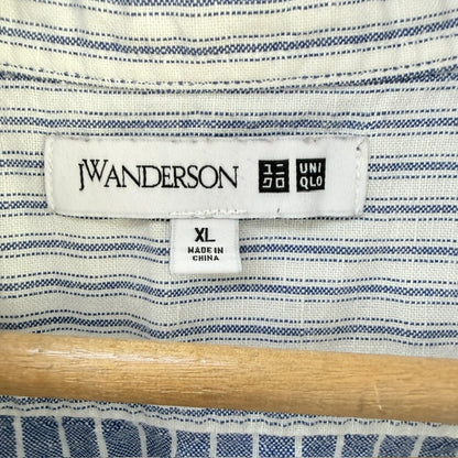 JW Anderson X Uniqlo - Linen Short Sleeve Shirt - Blue & White Stripe - XL (3928209685835244756)