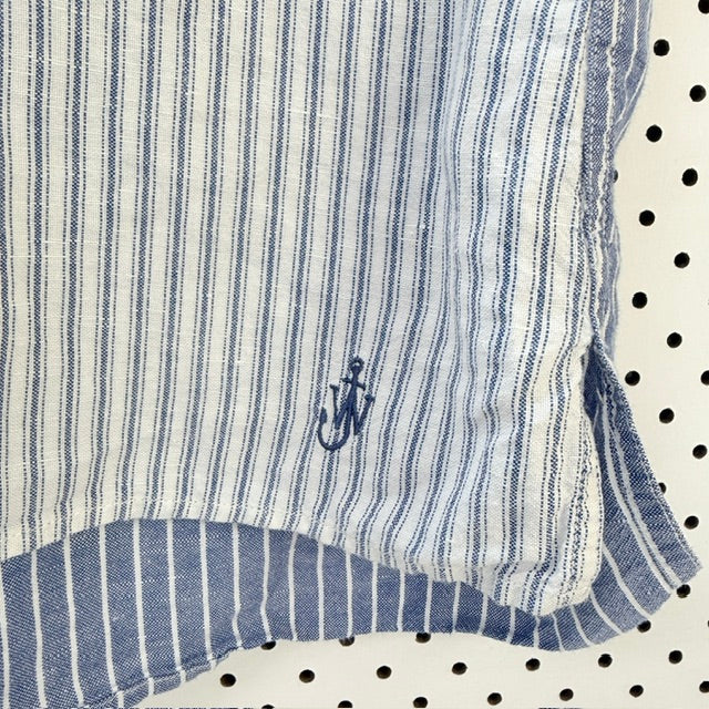 JW Anderson X Uniqlo - Linen Short Sleeve Shirt - Blue & White Stripe - XL (3928209687378707324)
