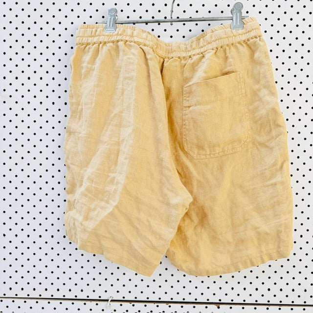 ASSEMBLY LABEL - Linen Drawstring Shorts - Mustard Yellow - Size 30 (3928209693393513838)