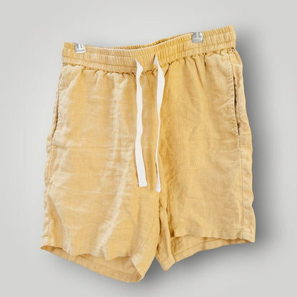 ASSEMBLY LABEL - Linen Drawstring Shorts - Mustard Yellow - Size 30 (3928210881067318907)