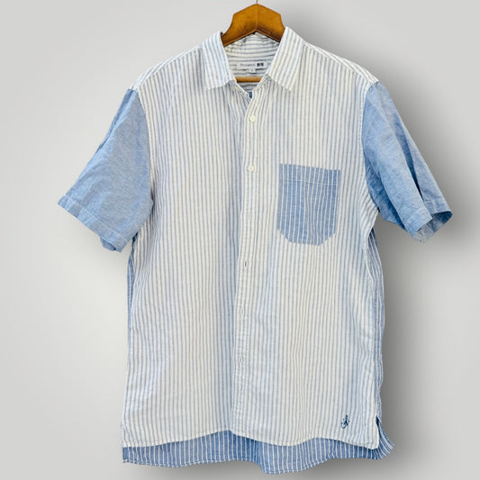 JW Anderson X Uniqlo - Linen Short Sleeve Shirt - Blue & White Stripe - XL (3928210886448903012)