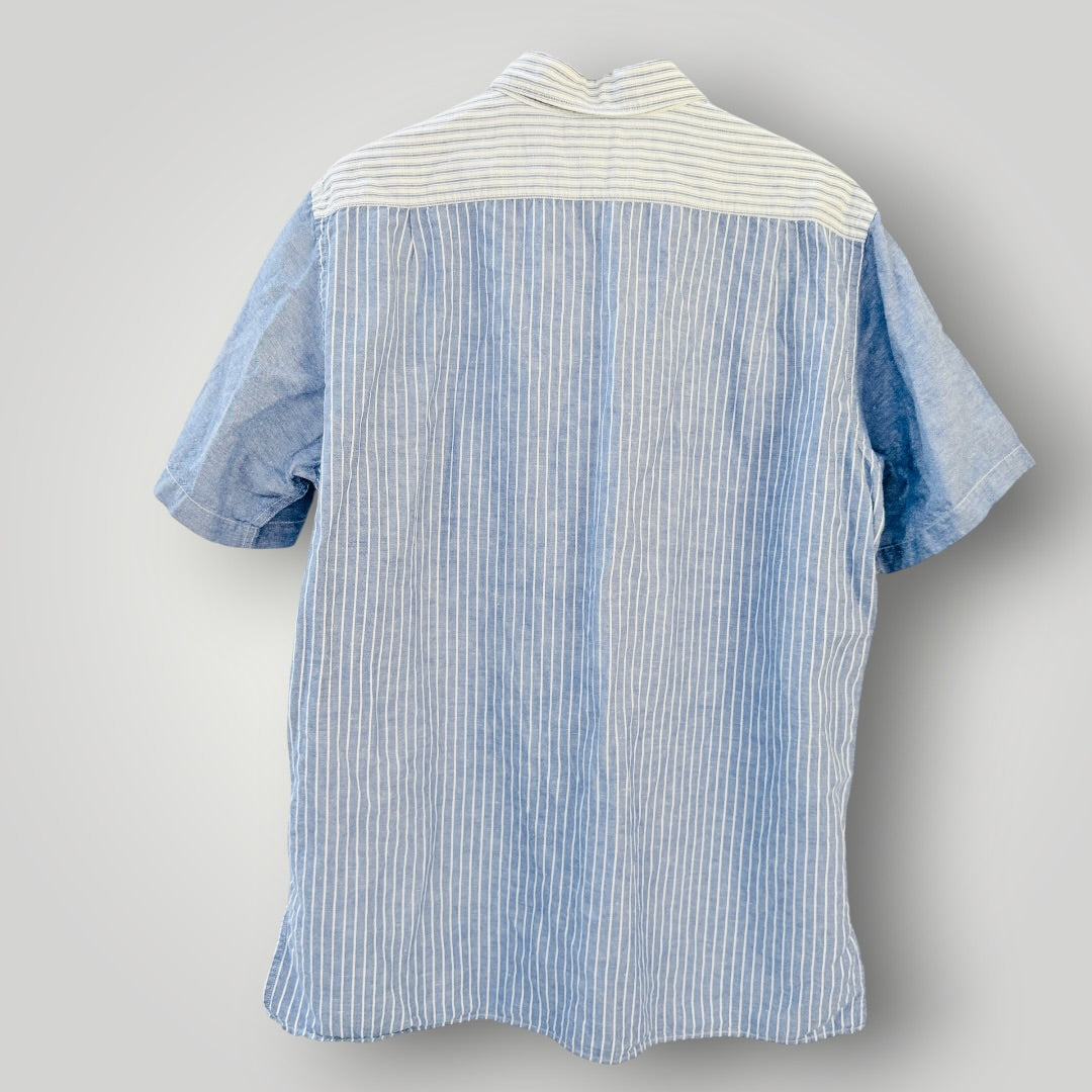 JW Anderson X Uniqlo - Linen Short Sleeve Shirt - Blue & White Stripe - XL (3928210891208680321)